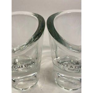 Moet & Chandon Champagne Thick Glass Crystal Votives/ Shot Glasses /Set of 2/Vin
